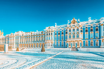 Ekaterininsky Palace, Tsarskoye Selo (Pushkin) suburb of Saint Petersburg. Russia.