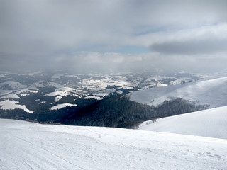 Beautiful snow-capped mountains against the blue sky