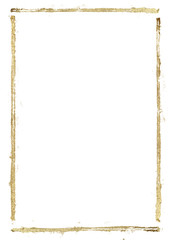 Golden grunge lines frame. Gold shiny glittering stripes on white background.