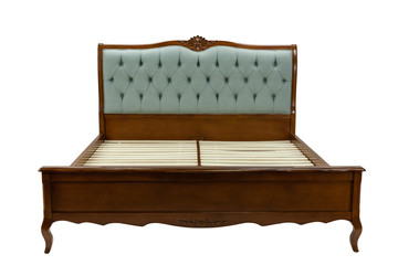 large wooden bed on a white background