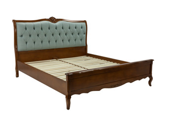 large wooden bed on a white background