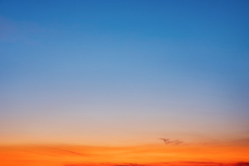 Blue sky at sunset background