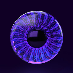 Abstract 3D Render | Auge mit violetter Iris