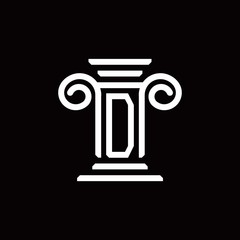 D monogram logo with pillar style design template