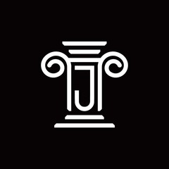 J monogram logo with pillar style design template