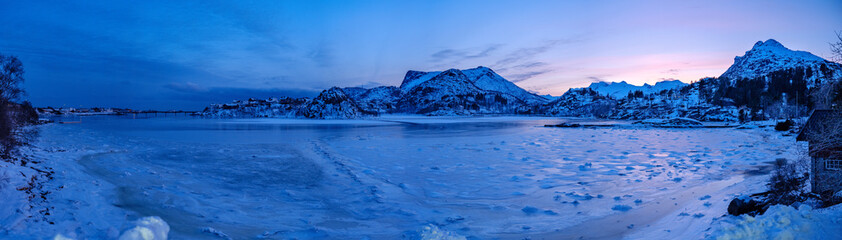 Blue hour panorama from Lofoten