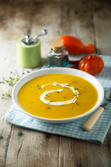 Homemade pumpkin carrot soup
