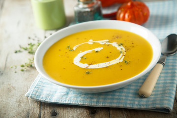Homemade pumpkin carrot soup