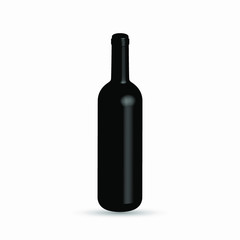Vector illustration of Vine Bottle isolated on White background, 3D Rendering