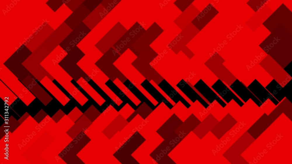 Poster colorful red flowing rectangles isolated on black background, seamless loop. animation. abstract dia