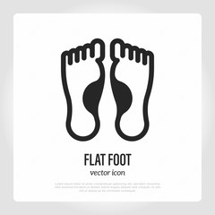 Flat foot thin line icon. Vector illustration of foot deformation.