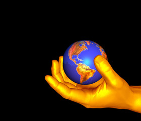 3d designs of holding the globe in hand 
