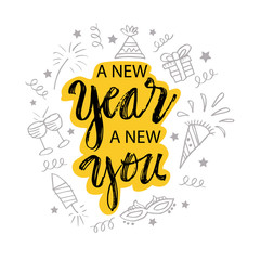 New Year New You. Motivational and inspirational quote.