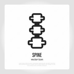 Spine thin line icon. Vertebrae. Logo for clinic or massage. Vector illustration.