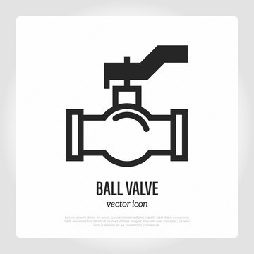 Ball valve thin line icon. Plumbing equipment. Vector illustration.
