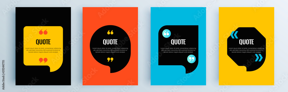 Fototapete quote frames blank templates set. text in brackets, citation empty speech bubbles, quote bubbles. te