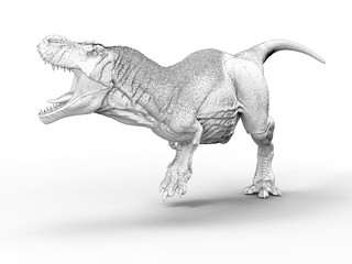 3D rendering - white clay Tyrannosaurus