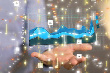Fototapeta na wymiar Economic graph with diagrams on the stock market, for business and financial concept