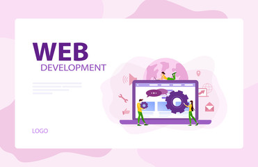Mobile app and web development banner concept set.
