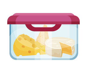 Slabs of Cheese Stored in Container Vector Illustration