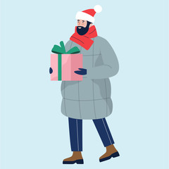 Isolated vector illustration of people wearing warm winter