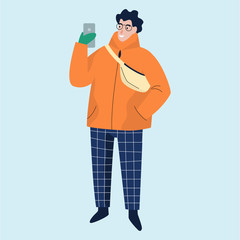 Isolated vector illustration of people wearing warm winter