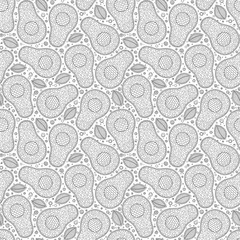 Hand drawn doodle avocado seamless pattern.