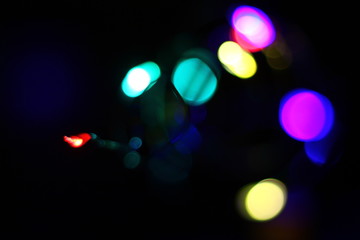 Out of focus of lights like traffic or decoration lights, lamps. Led. Abstract.