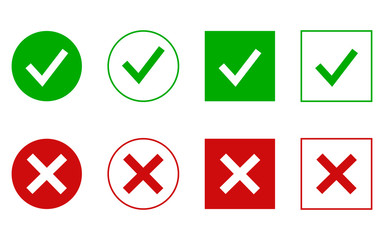 Checkmark cross on white background. Isolated vector sign symbol.Test question. Checkmark icon set. Flat vector icon. EPS 10