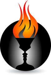 face flaming logo