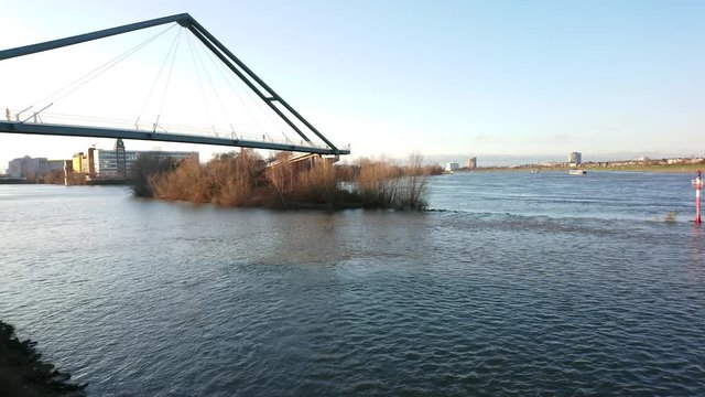 Triangular shaped bridge on the big river