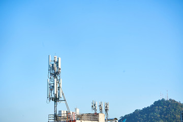 4G and 5G cellular Base Station  Base Transceiver Station. Telecommunication tower.,communication...