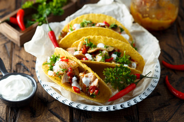 Homemade chicken chili taco