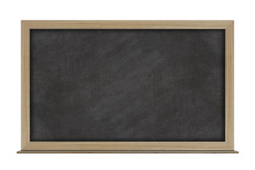 Fototapeta premium Pusta czarna tablica z drewnianą ramą na białym tle. Z miejsca na tekst.