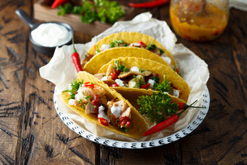 Homemade chicken chili taco