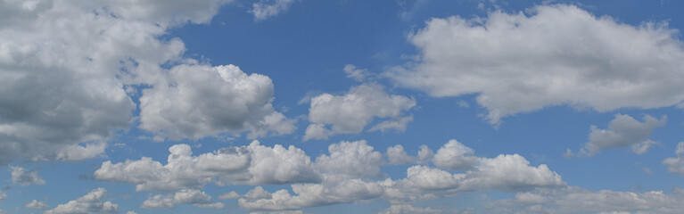 panoramic blue sky background with white clouds