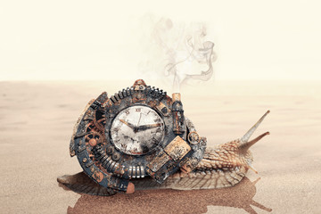 Steampunk desert snail - obrazy, fototapety, plakaty
