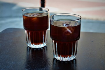 glass of cold brew coffee with ice