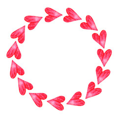 Backgrounds, textures, frames, seamless patterns of red pink blue black watercolor hearts. Hand drawn. Love romance theme for birthday, Valentine's day, greeting card, wedding, wrapping paper