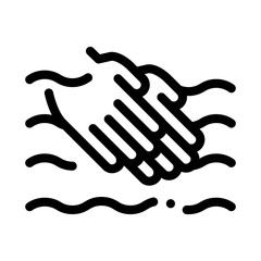 Hands Washing In Water Icon Vector. Outline Hands Washing In Water Sign. Isolated Contour Symbol Illustration