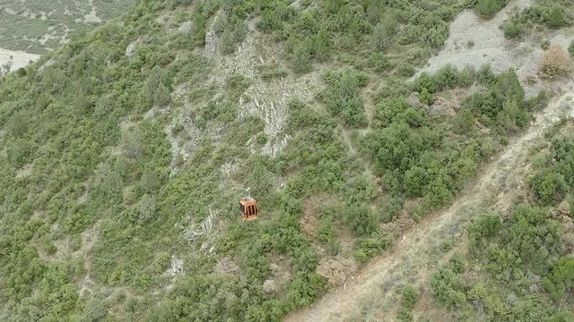Orange teleferics in Denizli Turkey