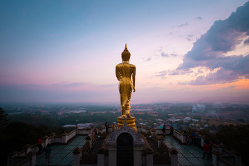The standing golden Buddha, Phrathat Khao Noi temple, Nan