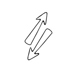 Arrow hand drawn sketch icon. Monochrome sign design element stock vector illustration for web, for print