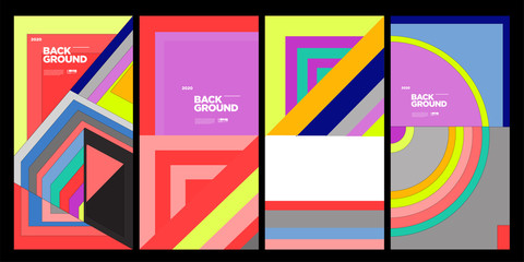 Cover and Poster Design Template for Magazine. Trendy Abstract Colorful Geometric and Curve Vector Illustration Collage with Typography for Cover, book, social media story, and Page Layout Design.