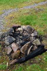 remains of fire pit camp-fire Bbq