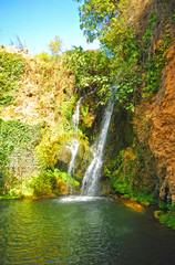 Cascadas del Hueznar en el Parque Natural Sierra Norte, cerca del pueblo de San Nicolás del...