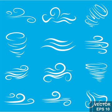 Wind icon. Lines. Simple flat style. Wave. For your design.