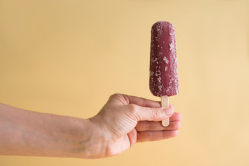 Ice cream sticks of fruits