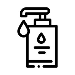 Hygiene Soap Bottle Icon Vector. Outline Man Strikethrough Mark Sign. Isolated Contour Symbol Illustration