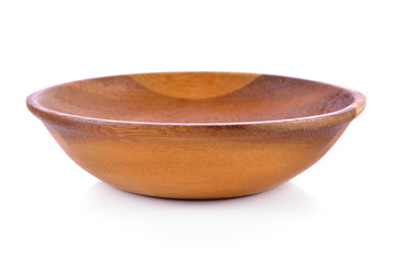 Wooden bowl isolated on white